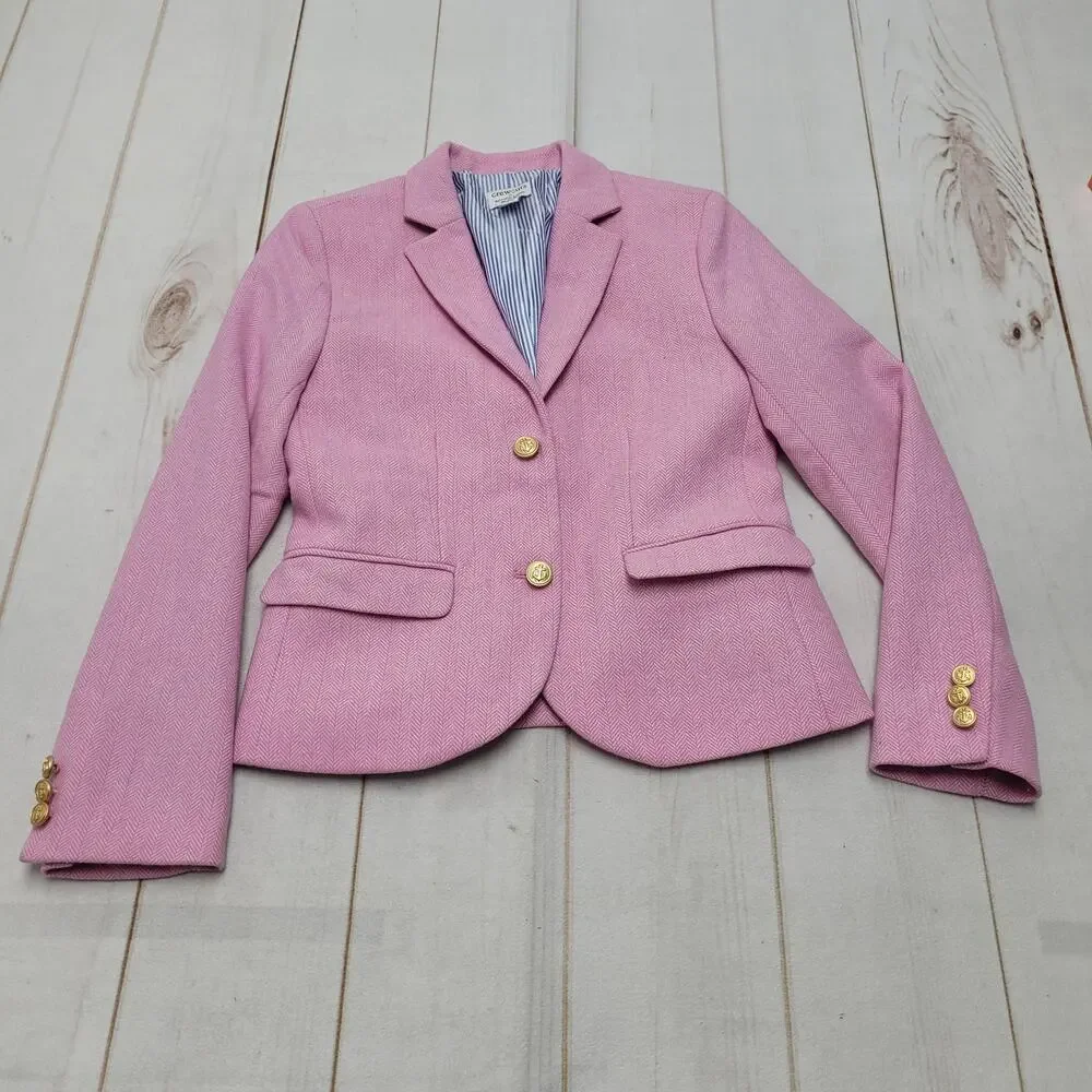 Crewcuts Schoolgirl blazer pink wool preppy gold buttons old money 12